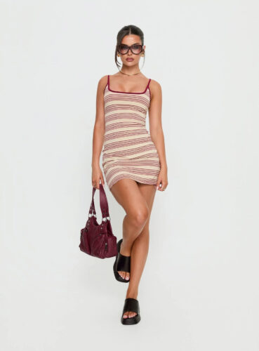 pp burgundy striped mini dress